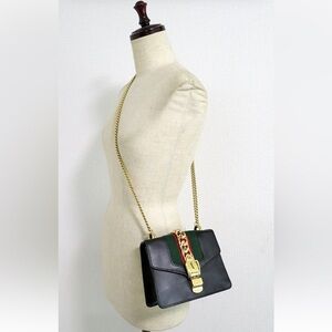 Gucci Black Crossbody Bag with Gold Chain